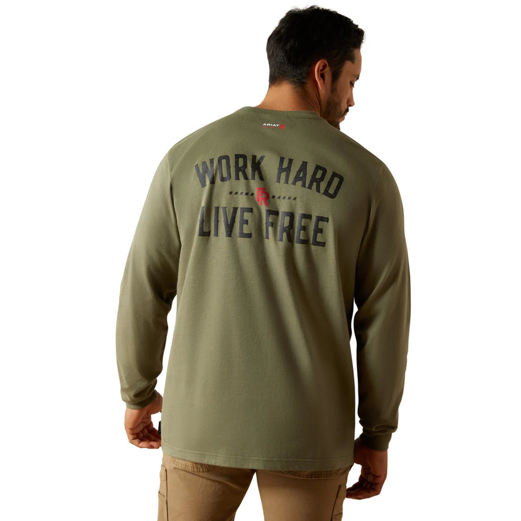 Ariat Men's FR Work Hard Live Free Short Sleeve Pocket Work Shirt