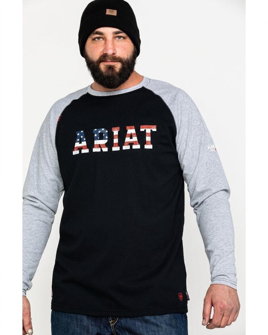 Ariat Men's FR Baseball Logo Crew Work Tee