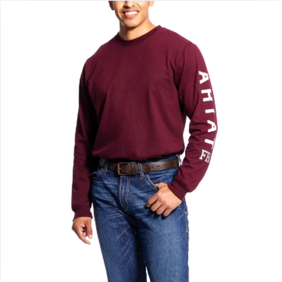 Ariat Men's  FR Black Roughneck Skull Logo Long Sleeve FR Work T-Shirt