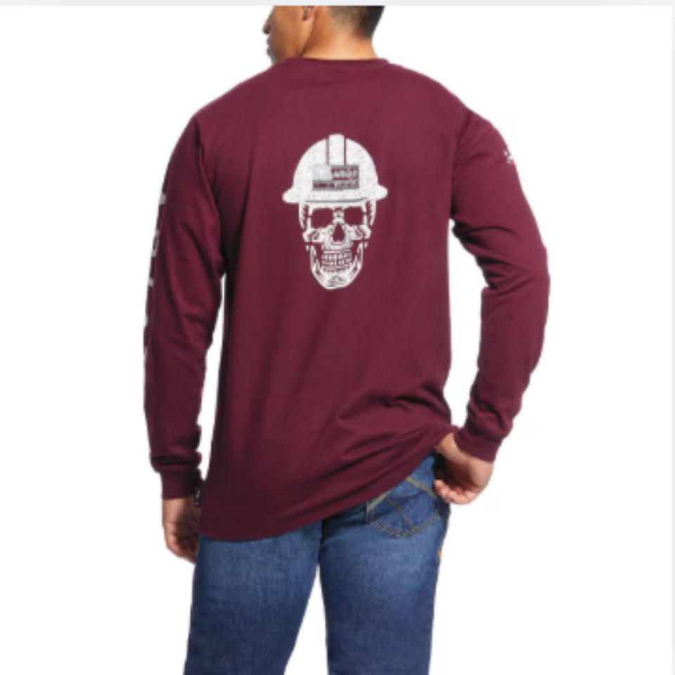 Ariat Men's  FR Black Roughneck Skull Logo Long Sleeve FR Work T-Shirt