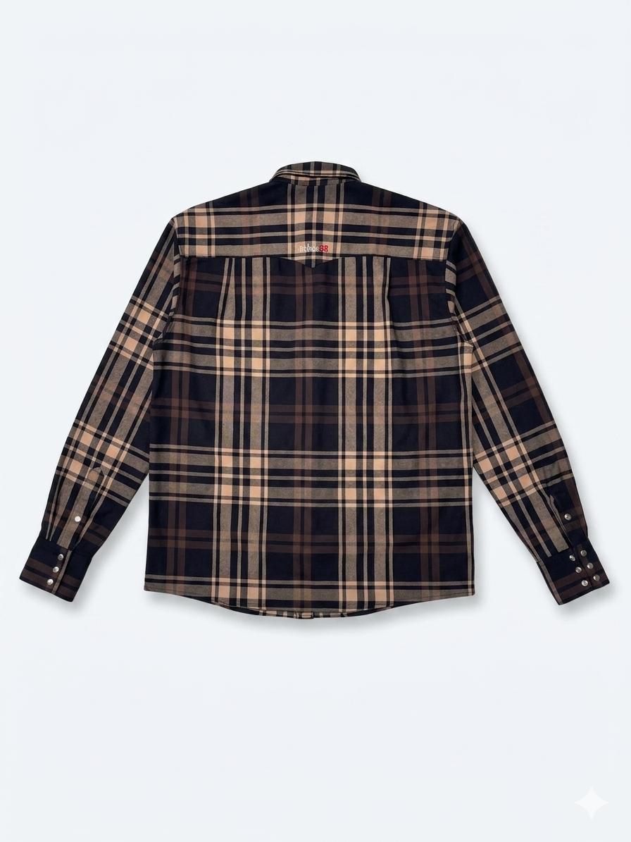 Alfabro FR Men's Brown & Tan Plaid Western Work Shirt
