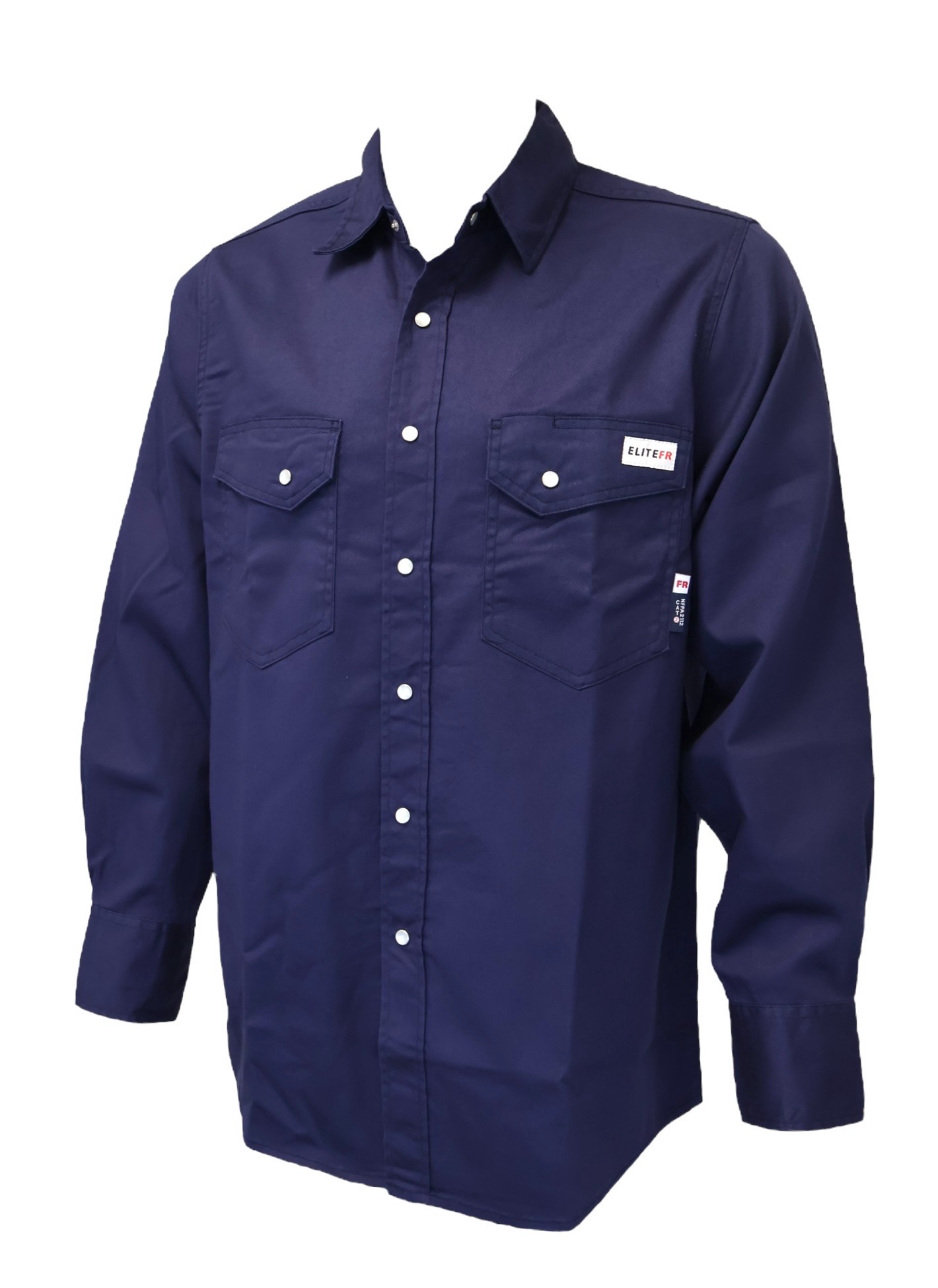Men's Navy Blue FR Work Shirt with Snaps