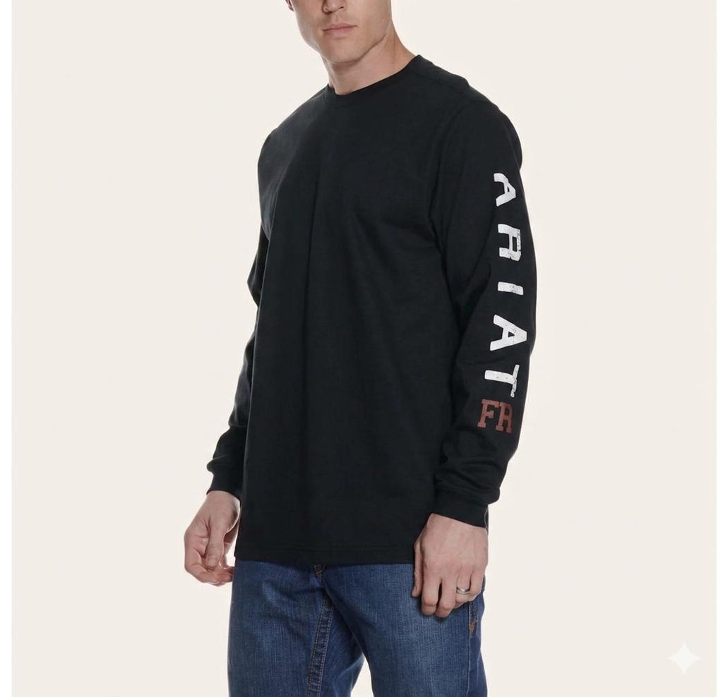 Ariat Men's  FR Black Roughneck Skull Logo Long Sleeve FR Work T-Shirt