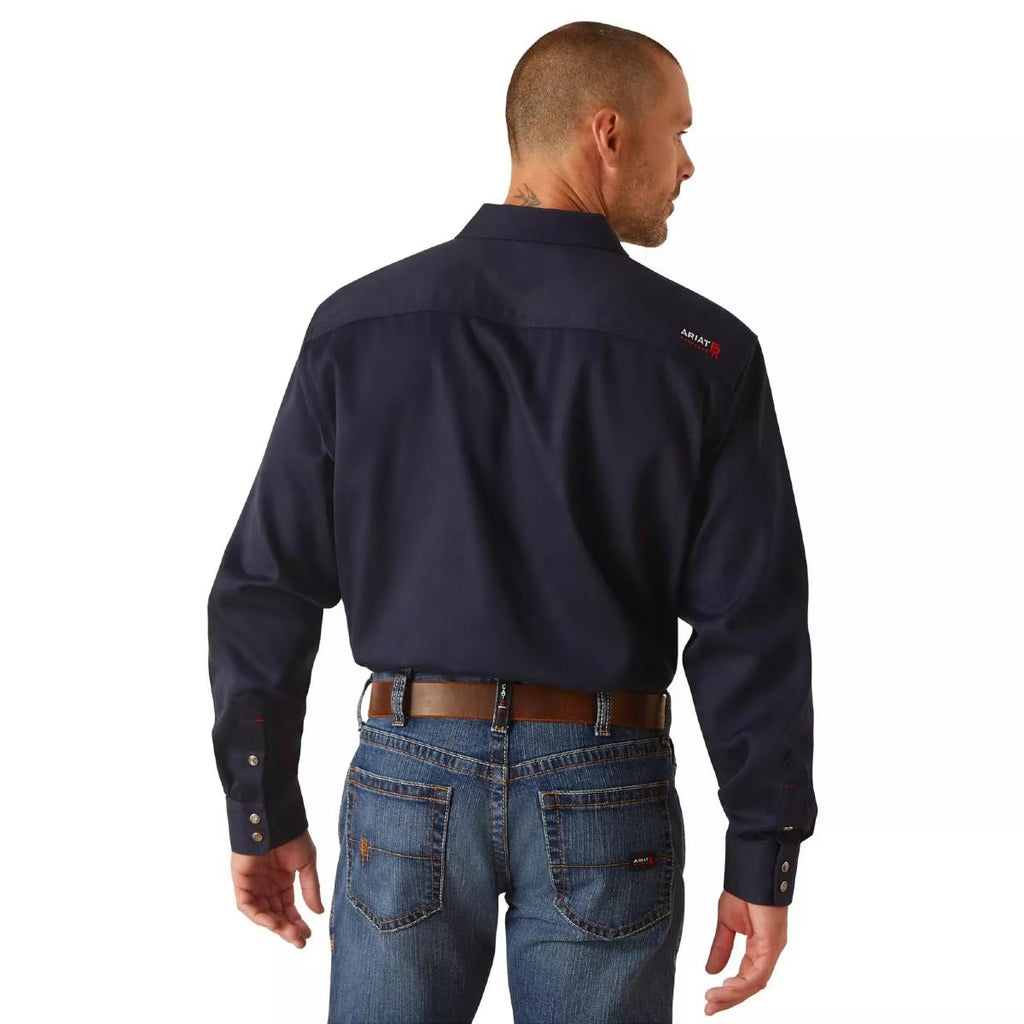 Ariat Men’s FR Solid Snap Work Shirt in Navy