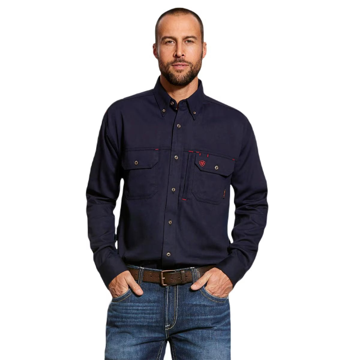 Ariat Men’s FR  Solid Vent Shirt in Navy