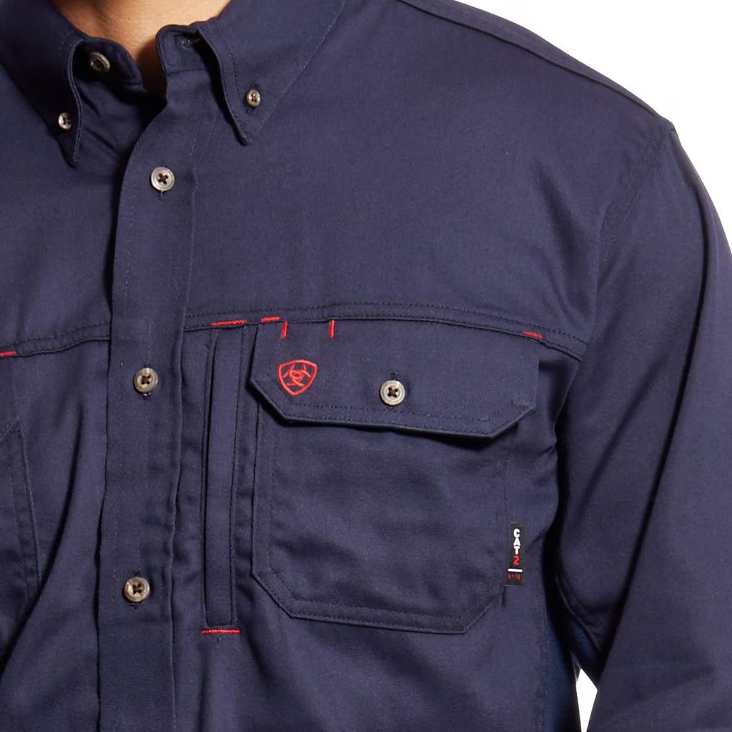 Ariat Men’s FR  Solid Vent Shirt in Navy