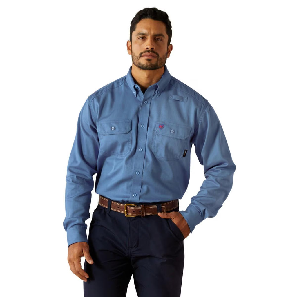 Ariat Men’s FR Solid Work Shirt in Medium Blue