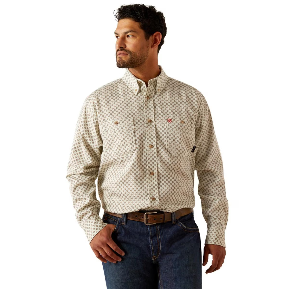 Ariat Men’s FR Vented Work Shirt in White Onyx