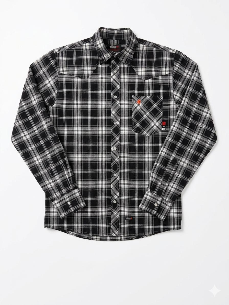 Alfabro FR Classic Black Plaid Western Shirt