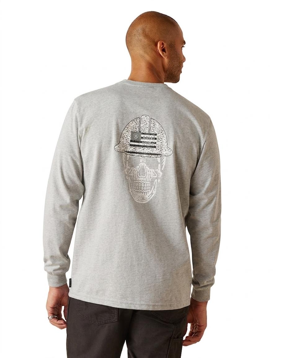 Ariat Men's  FR Black Roughneck Skull Logo Long Sleeve FR Work T-Shirt