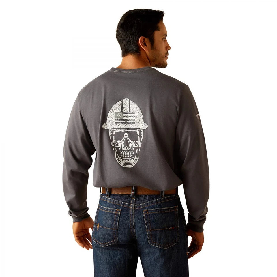 Ariat Men's  FR Black Roughneck Skull Logo Long Sleeve FR Work T-Shirt