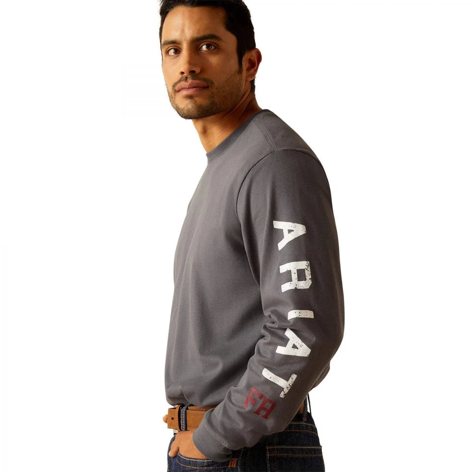 Ariat Men's  FR Black Roughneck Skull Logo Long Sleeve FR Work T-Shirt
